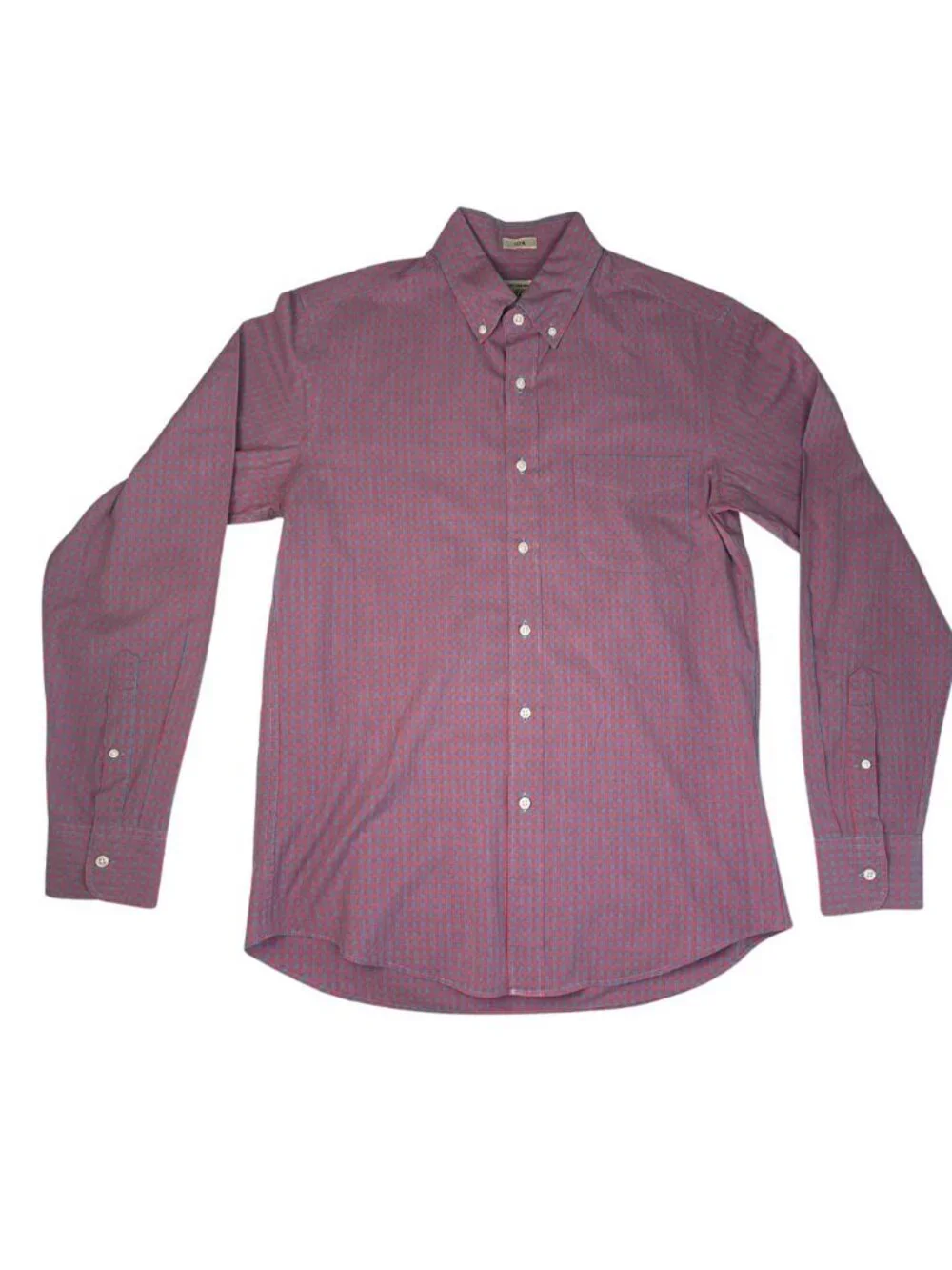 J.Crew Secret Wash Stretch Slim Coral Pink Blue Gingham Shirt S